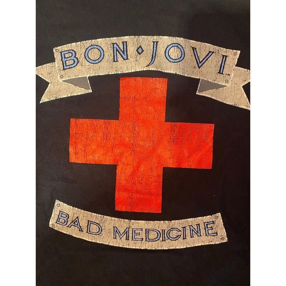 Bad Medicine T shirt, classic Bon Jovi, EUC, XL, excellent graphics, Hanes - Picture 2 of 6